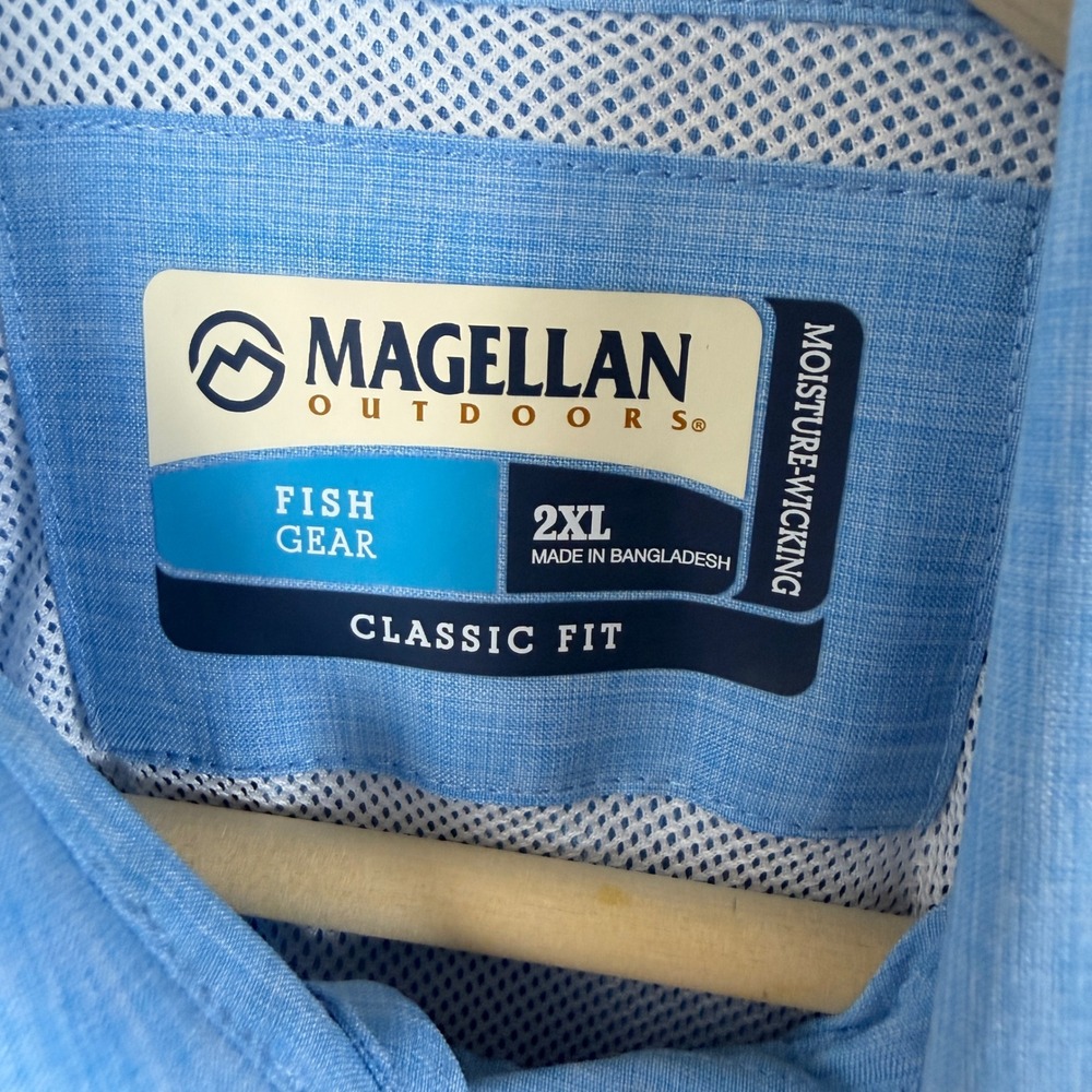 Magellan Outdoors Women's 2XL Blue Fish Gear Vented Fishing Shirt Short Sleeve - Picture 4 of 9